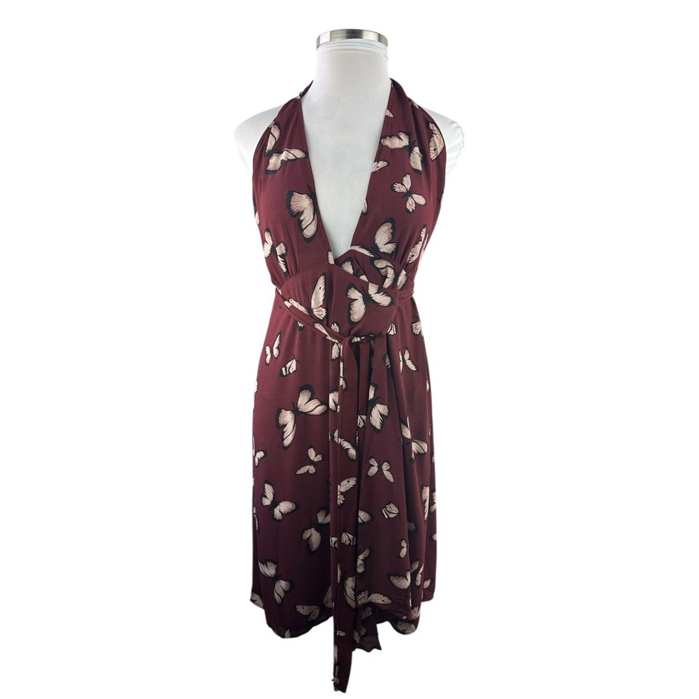 Reformation Johnson Dress Wrap Halter Tie Butterfly Large Wedding Guest Romantic - Picture 2 of 16